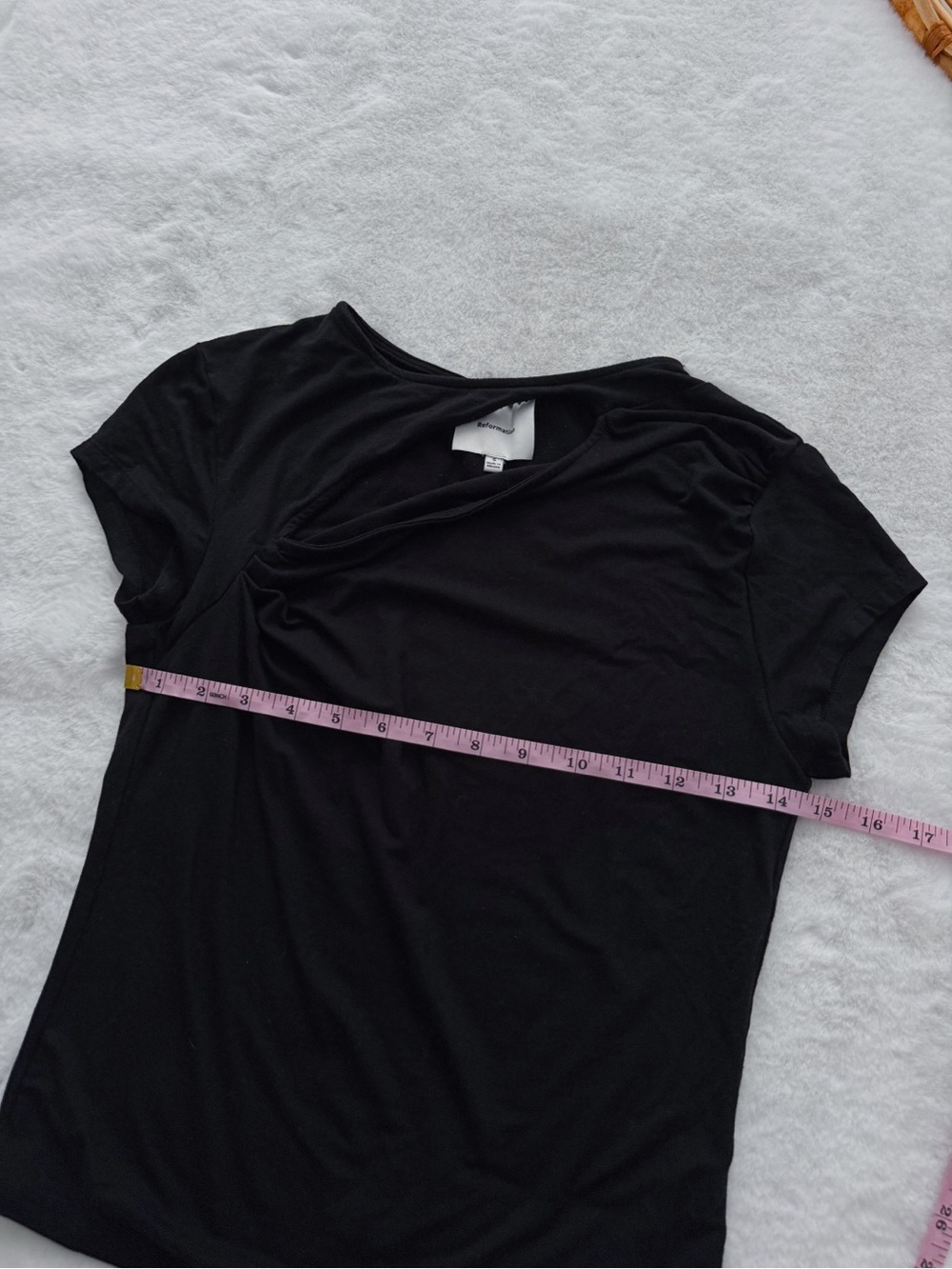 Reformation Else Knit Top Black Cut Out Short Sleeve - Picture 11 of 12